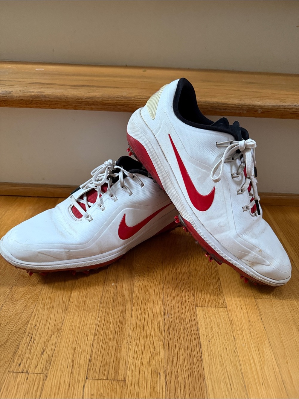 Nike White and Red Athletic Golf Shoes